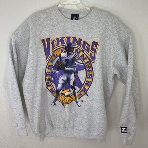 Starter Vintage 1990’s Gray Vikings Randall Cunningham Sweatshirt Size XL